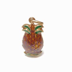18K Pineapple enamel bracelet Charm 2pcs